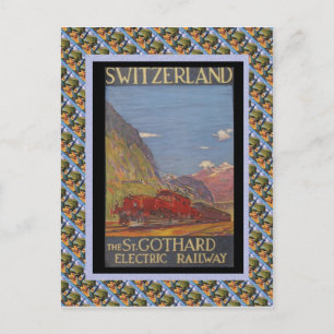 Cartão Postal Vintage, Rua de caminho de ferro suíço Gotthard