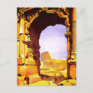 Cartão Postal Vintage Ruins of Roma Itália Poster de viagens Ca