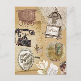 Cartão Postal Vintage Rustic Postcard Diário Stickers