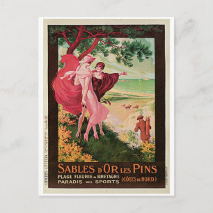 Cartão Postal Vintage Sables-d'Or-les-Pins France viagem ad