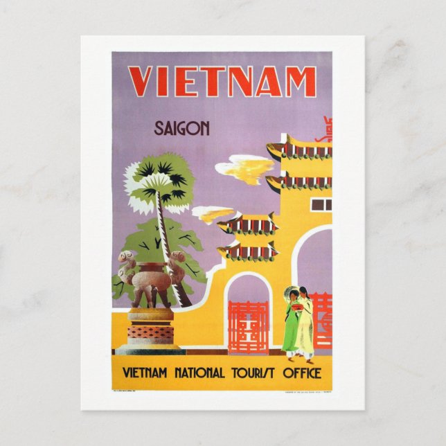 Cartão Postal Vintage Saigon Vietnam Viagem (Frente)