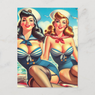 Cartão Postal Vintage Sailor Pin Ups