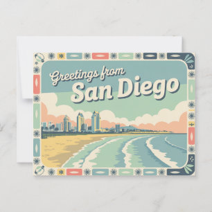 Cartão postal Vintage San Diego   Saudações de