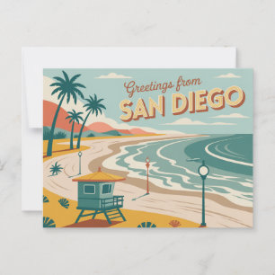 Cartão postal Vintage San Diego   Saudações de