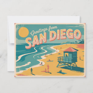 Cartão postal Vintage San Diego   Saudações de