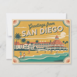 Cartão postal Vintage San Diego   Saudações de