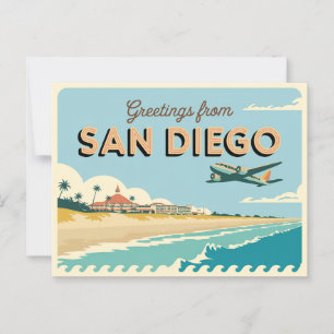 Cartão postal Vintage San Diego   Saudações de