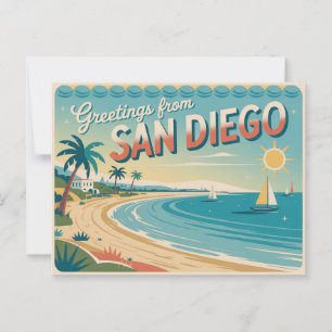 Cartão postal Vintage San Diego   Saudações de