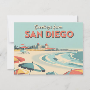 Cartão postal Vintage San Diego   Saudações de