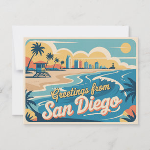 Cartão postal Vintage San Diego   Saudações de