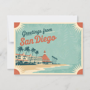 Cartão postal Vintage San Diego   Saudações de
