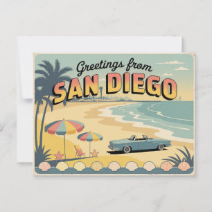 Cartão postal Vintage San Diego   Saudações de