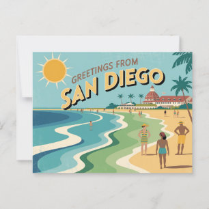 Cartão postal Vintage San Diego   Saudações de