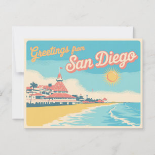 Cartão postal Vintage San Diego   Saudações de
