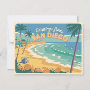 Cartão postal Vintage San Diego   Saudações de