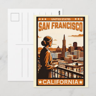 Cartão Postal Vintage San Francisco, CA balcony vê presentes