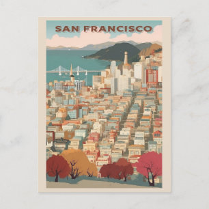 Cartão Postal Vintage San Francisco California City Skyline