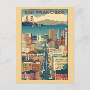 Cartão Postal Vintage San Francisco California City Skyline