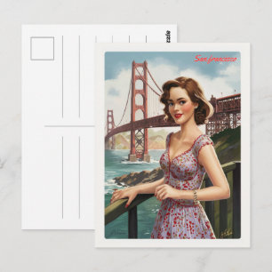 Cartão Postal Vintage San Francisco, ônibus antigo da CA em pres