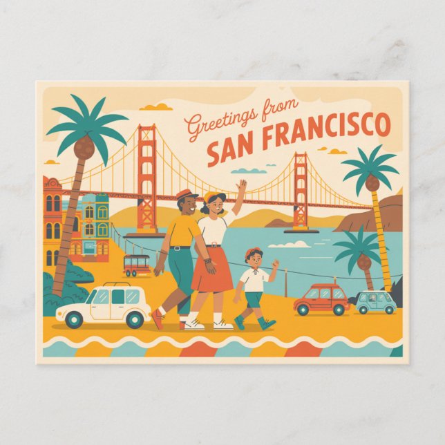 Cartão postal Vintage San Francisco | Saudações de (Frente)