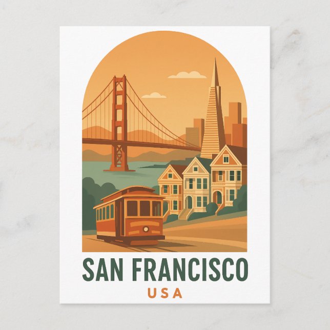 Cartão Postal Vintage San Francisco Travel Postcard | Golden  (Frente)