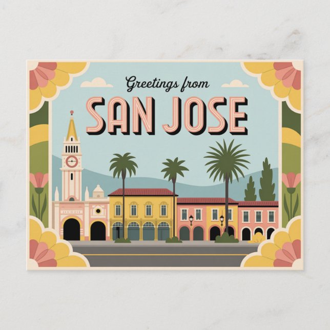 Cartão postal Vintage San Jose | Saudações de (Frente)