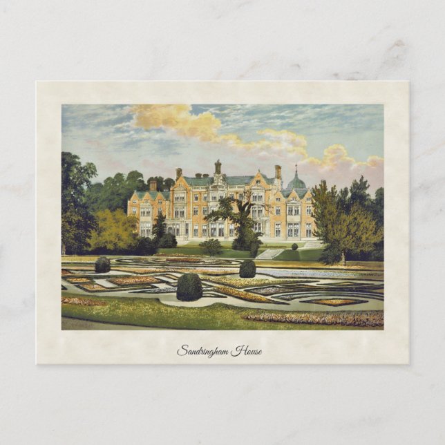 Cartão Postal Vintage Sandringham House Norfolk Inglaterra (Frente)