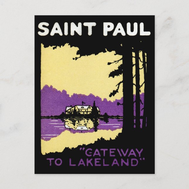 Cartão Postal Vintage Santo Paul, Minnesota (Frente)