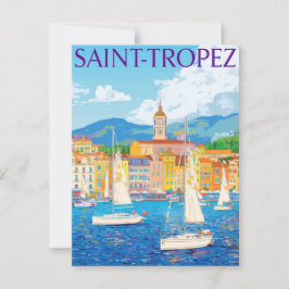 Cartão Postal Vintage Santo-Tropez Riviera Harbor Viagem