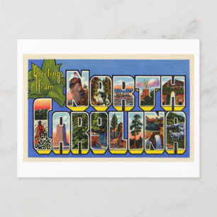 Cartão Postal Vintage Saudações da Carolina do Norte