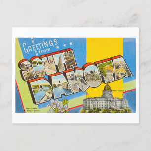 Cartão Postal Vintage Saudações da Dakota do Sul
