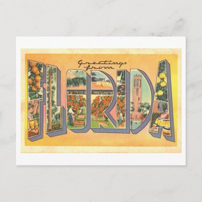 Cartão Postal Vintage Saudações da Flórida (Frente)