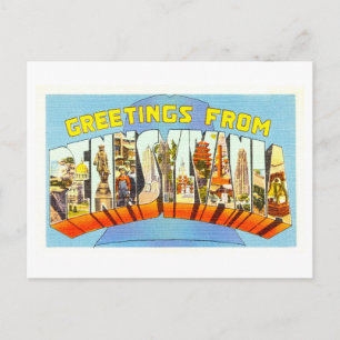 Cartão Postal Vintage Saudações da Pensilvânia