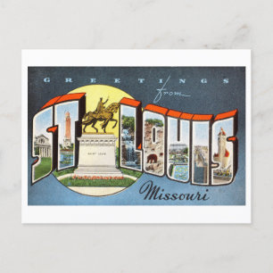 Cartão Postal Vintage Saudações da Rua Louis, Missouri