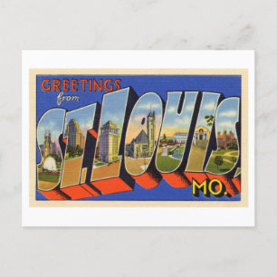 Cartão Postal Vintage Saudações da Rua Louis, Missouri