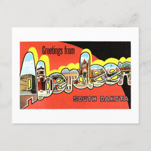 Cartão Postal Vintage Saudações de Aberdeen, Dakota do Sul