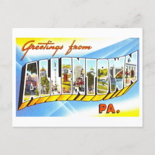 Cartão Postal Vintage Saudações de Allentown, Pensilvânia