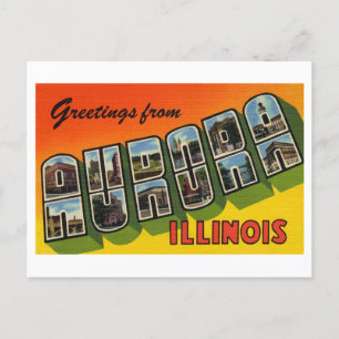 Cartão Postal Vintage Saudações de Aurora, Illinois