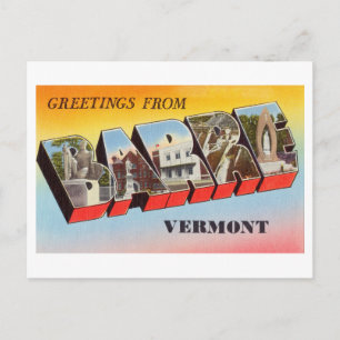 Cartão Postal Vintage Saudações de Barre, Vermont