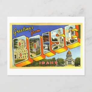 Cartão Postal Vintage Saudações de Boise, Idaho