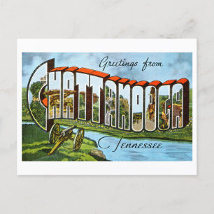 Cartão Postal Vintage Saudações de Chattanooga, Tennessee,