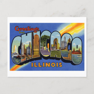 Cartão Postal Vintage Saudações de Chicago, Illinois