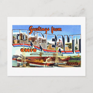 Cartão Postal Vintage Saudações de Conneaut, Ohio,