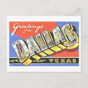 Cartão Postal Vintage Saudações de Dallas, Texas