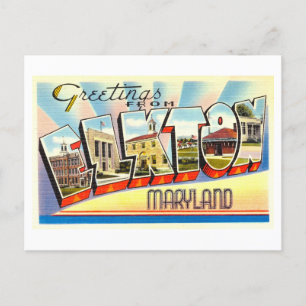 Cartão Postal Vintage Saudações de Elkton, Maryland