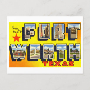 Cartão Postal Vintage Saudações de Fort Worth, Texas,