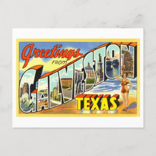Cartão Postal Vintage Saudações de Galveston, Texas,