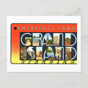 Cartão Postal Vintage Saudações de Grand Island, Nebraska,