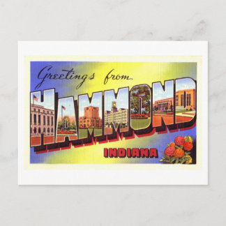 Cartão Postal Vintage Saudações de Hammond, Indiana