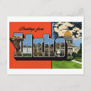 Cartão Postal Vintage Saudações de Idaho